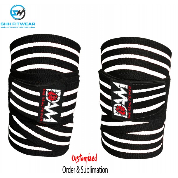 SHHFITWEAR HEAVY DUTY KNEE WRAPS HEAVY WEIGHT LIFTING BODYBUILDING POWER LIFTING STRAPS KW-015